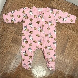 Baby Steps Pink Cookie Print Footie 3 Months